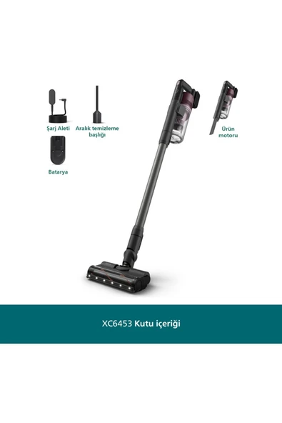 6000 Serisi Kablosuz Dikey Süpürge, PowerCyclone 11, 64 Dakika Kullanım Süresi, XC6453/00