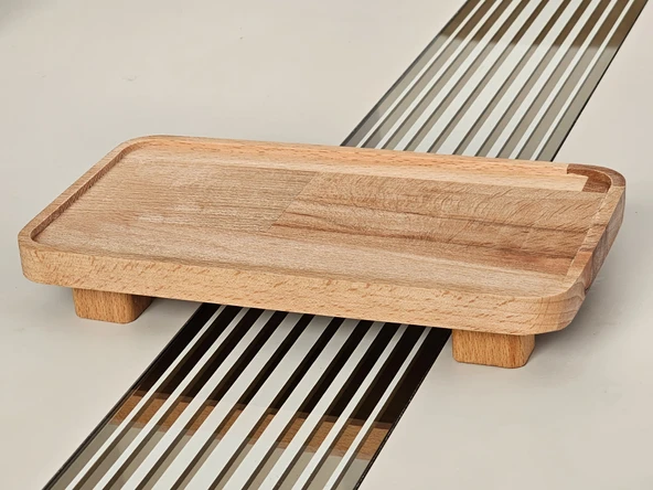 22x11cm, Ayaklı, Ahşap Dekoratif, Mutfak Düzenleyici, Yağdalık, Baharatlık, Sosluk Altı, Dikdörtgen - 4