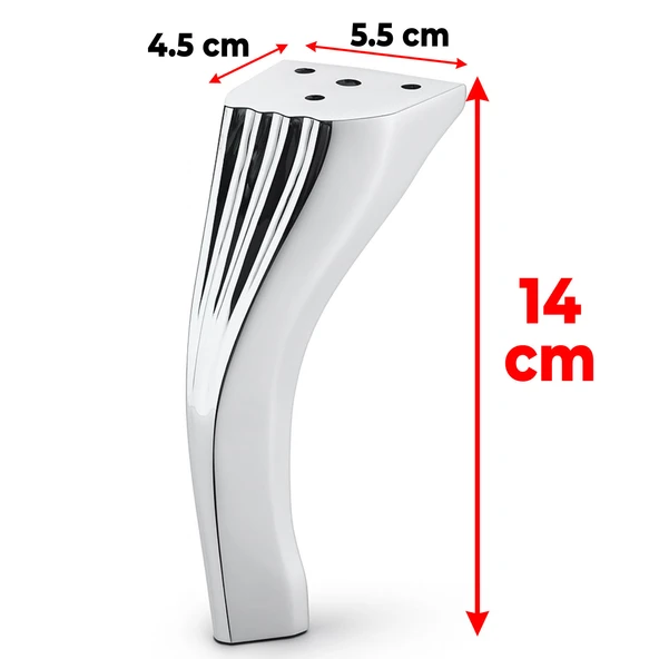 Metal Mobilya Ayağı Ayakları Ünite Baza Koltuk Kanepe Sehpa Ayakları 14 cm Gümüş Krom Renk - Resim 2
