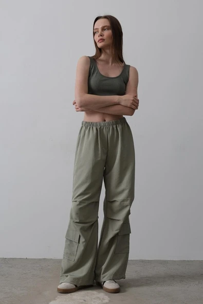 Paraşüt Cargo Pantolon - Haki - Resim 4
