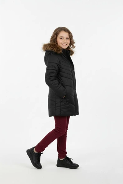 Kız Çocuk Kapüşonlu Mont BGL-ST04886 - Resim 6