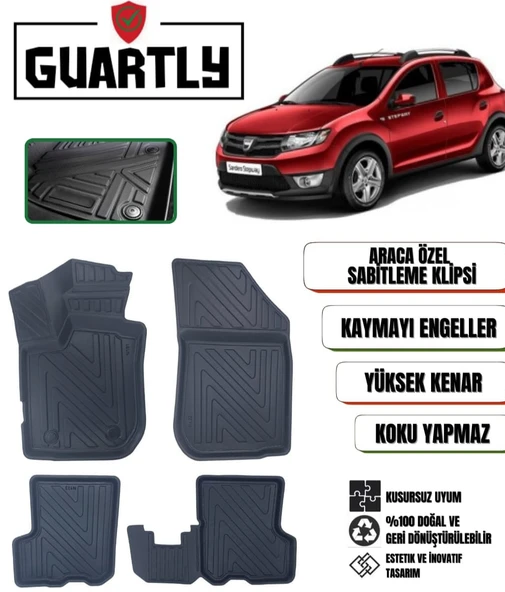 Guartly Dacia Sandero 2013_2020 Arası Uyumlu Araca Özel Premium 4d Havuzlu Paspas Takımı