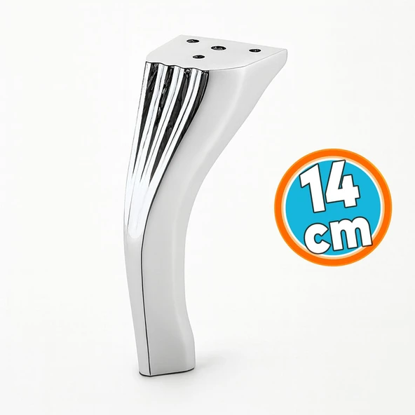 Metal Mobilya Ayağı Ayakları Ünite Baza Koltuk Kanepe Sehpa Ayakları 14 cm Gümüş Krom Renk ürün görseli