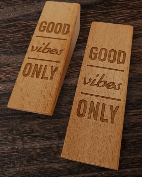 Kapı Stoperi, Kapı Tutucu, Kapı Takozu, Kaydırmaz Aparatlı Good Vibes Only Yazılı 2 Adet - 2