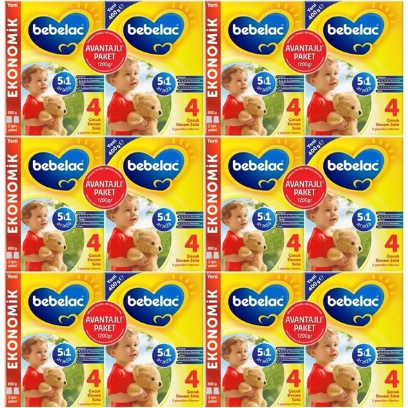 Bebelac 1200GR (800GR+400GR) No:4 Devam Sütü (1+ Yaş) Avantaj Pk (6 Lı Set) ürün görseli