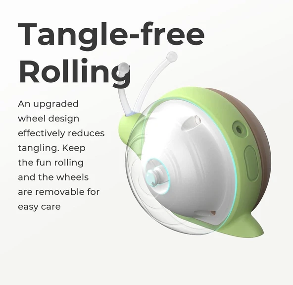 Cheerble Akıllı Kedi Oyuncağı - Şarjlı Salyangoz, Kahverengi, 7x5x5.8 cm - 5