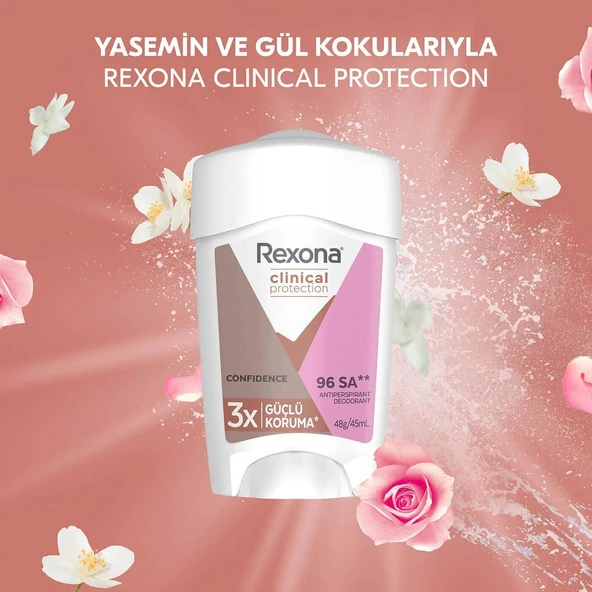 Rexona Clinical Protection Kadın Stick Deodorant Confidence 3x Güçlü Koruma 45 ml - Resim 4