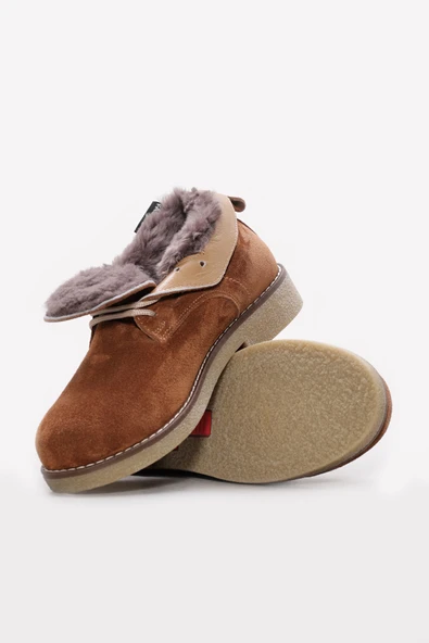 Hakiki Deri Kürklü  Kadın Klasik Bot 257KZA2024 - Resim 3