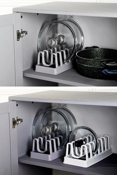 6 Bölmeli Tencere Kapak Rafı - Tencere Kapak Organizeri - Resim 2