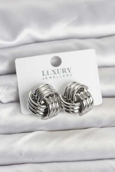 Pirinç Sarmal Gümüş Renk Kadın Küpe - TJ-BKP11347