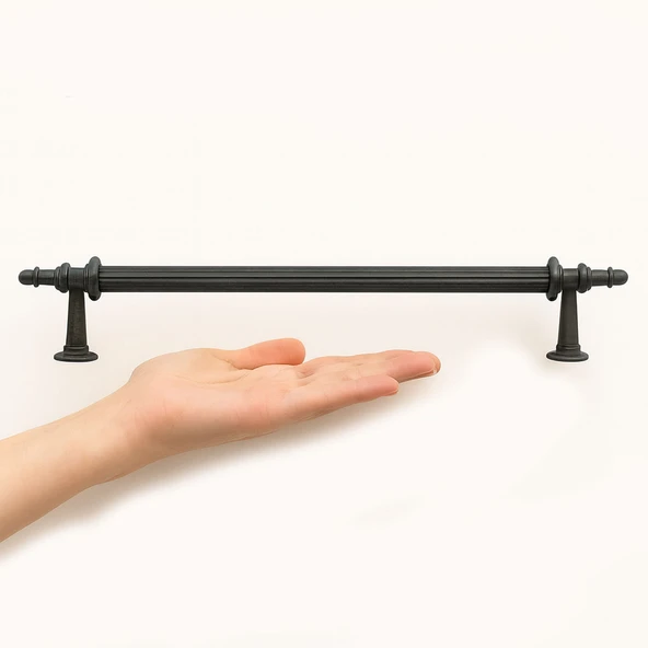 Çekmece Dolap Kulpu Modern Tasarım Şık Mobilya Aksesuarı Çizgili Mat Siyah 320 mm Metal - Resim 4