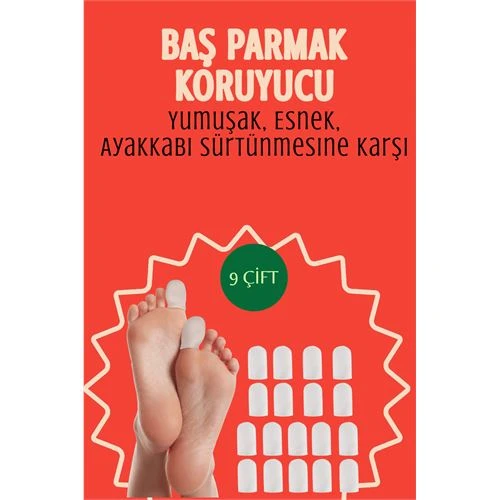 9 Çift Silikon Parmak Koruyucu – Baş Parmak Uyumlu | Yumuşak, Esnek, Ayakkabı Sürtünmesine Karşı ürün görseli