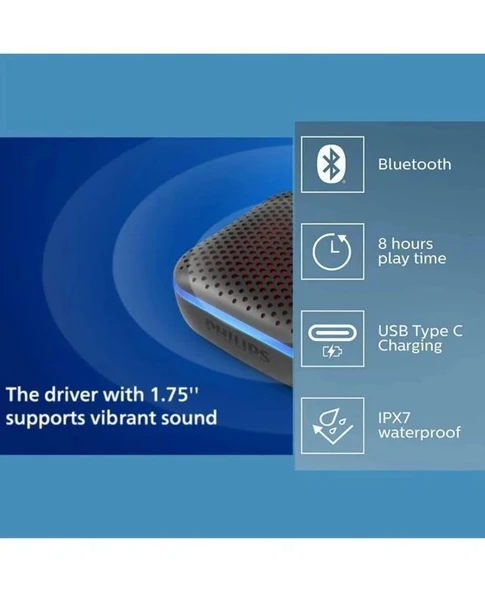 PHILIPS IPX7 Kablosuz Bluetooth 5.0 Hoparlör - 3