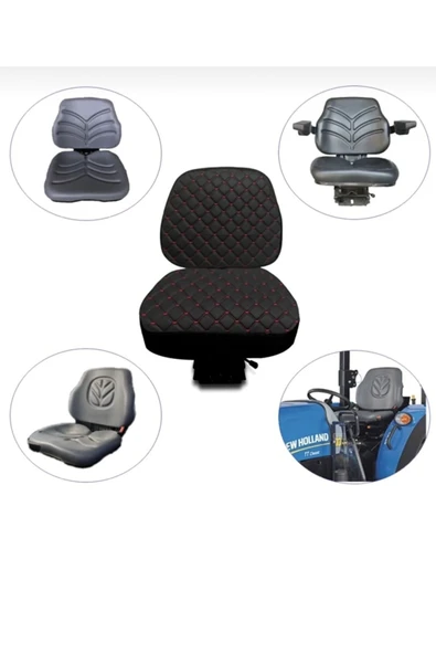 ncotodizayn New Holland Tt/55 Mavi Boncuk Traktör Koltuk Kılıfı Siyah Dikişli Kapitone - Resim 4