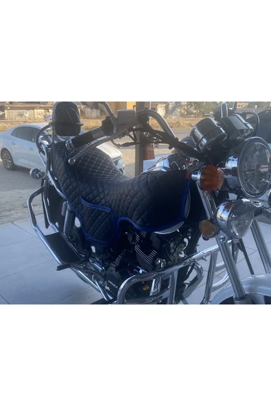 ncotodizayn Arora Jaguar 200 uyumlu Motosiklet Kılıfı Mavi Dikişli Kapitone - Resim 5