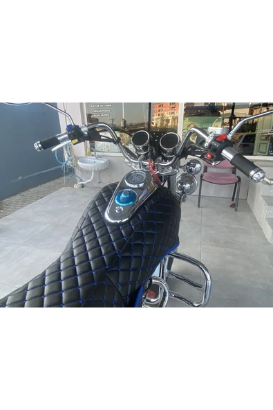 ncotodizayn Arora Jaguar 200 uyumlu Motosiklet Kılıfı Mavi Dikişli Kapitone - Resim 6