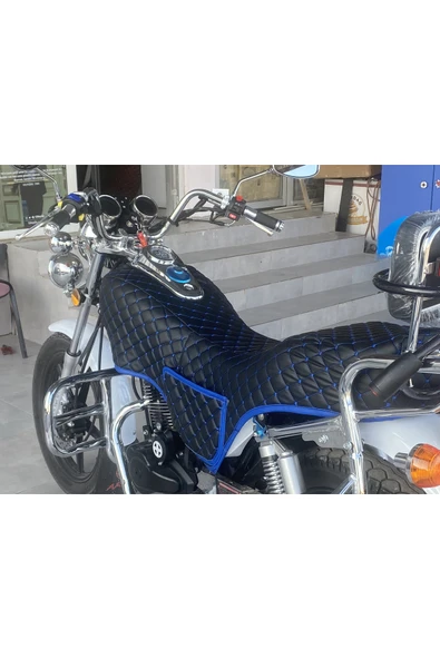 ncotodizayn Arora Jaguar 200 uyumlu Motosiklet Kılıfı Mavi Dikişli Kapitone - Resim 3