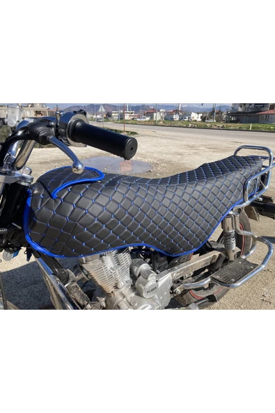 ncotodizayn Mavi Kapitone Motosiklet Kılıfı Kanuni Falcon Kuba Asya Cg Modelleri Uyumlu - 6