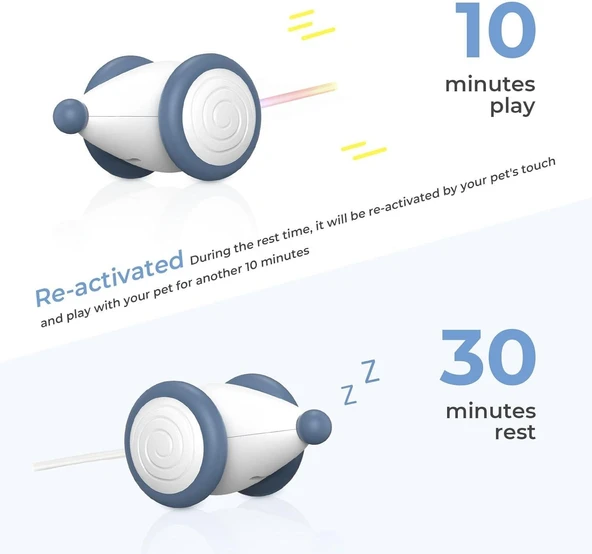 Cheerble Akıllı Kedi Fare Oyuncağı - Şarjlı, Mavi, 6x5x3.6 cm - 4