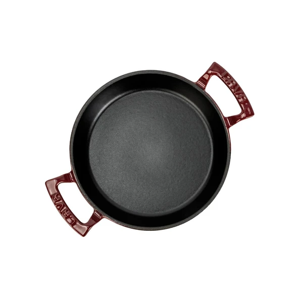 Lava Döküm Yuvarlak Sahan Döküm Demir Yekpare Çift Kulplu Çap(Ø)20cm.-Bordo - Resim 3