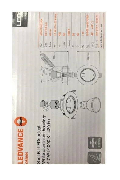 Osram Ledvance 4,7 w Gu10 Duy Led Spot Kit 4000 k - Resim 8