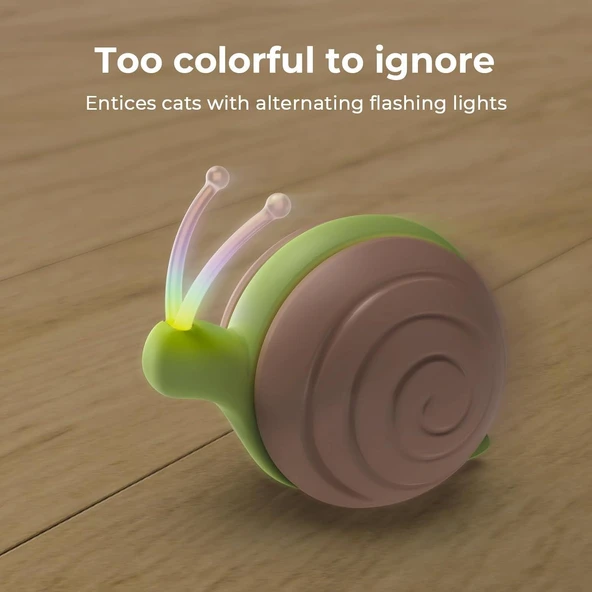 Cheerble Akıllı Kedi Oyuncağı - Şarjlı Salyangoz, Kahverengi, 7x5x5.8 cm - 2