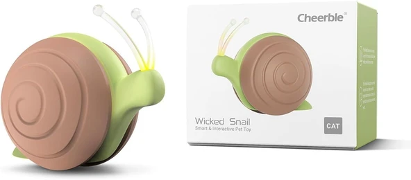 Cheerble Akıllı Kedi Oyuncağı - Şarjlı Salyangoz, Kahverengi, 7x5x5.8 cm