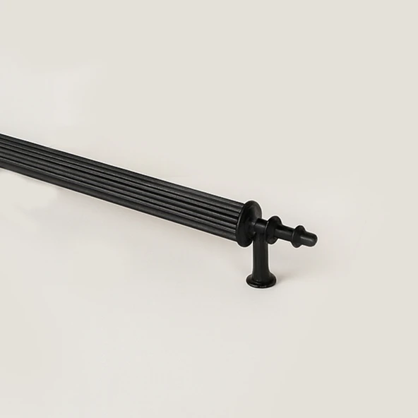 Çekmece Dolap Kulpu Modern Tasarım Şık Mobilya Aksesuarı Çizgili Mat Siyah 320 mm Metal - Resim 5