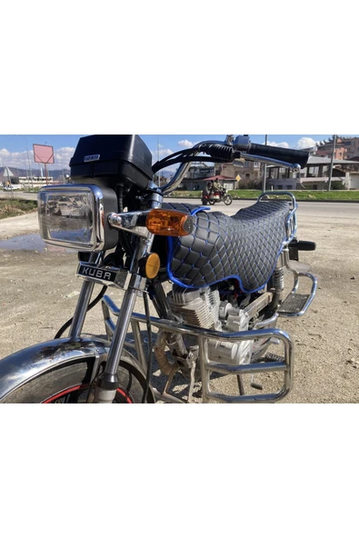 ncotodizayn Mavi Kapitone Motosiklet Kılıfı Kanuni Falcon Kuba Asya Cg Modelleri Uyumlu - 4