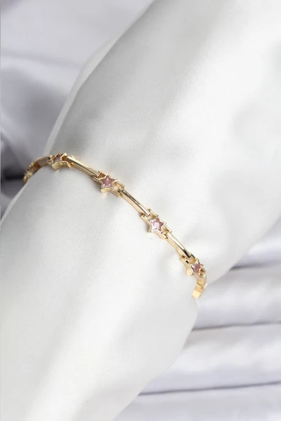 Yıldız Model Gold Renk Pirinç Bileklik - TJ-BB8081 ürün görseli