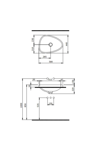 Etna Tezgah Üstü Lavabo 58 Cm Mat Buz Mavi 1112-029-0125 - 2