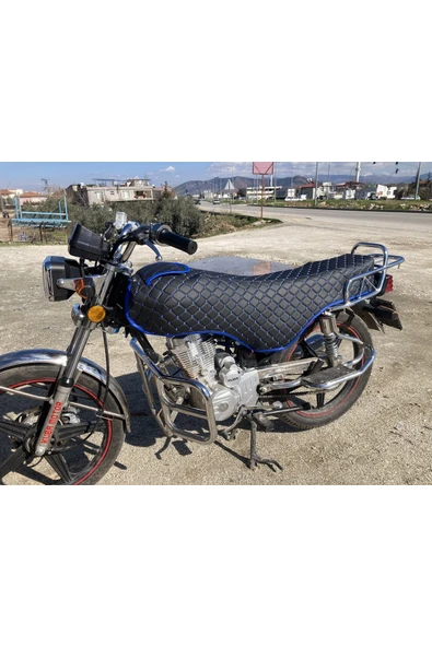ncotodizayn Mavi Kapitone Motosiklet Kılıfı Kanuni Falcon Kuba Asya Cg Modelleri Uyumlu - 5
