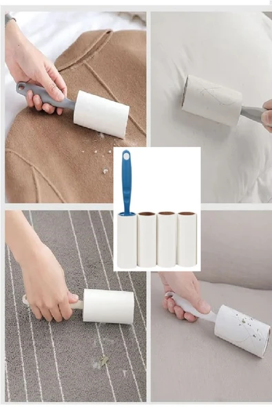 4 Yedekli Tüy Toplama Rulosu 240 Yaprak Evcil Hayvan Elbise Yatak Tüy Saç Toplayıcı ürün görseli