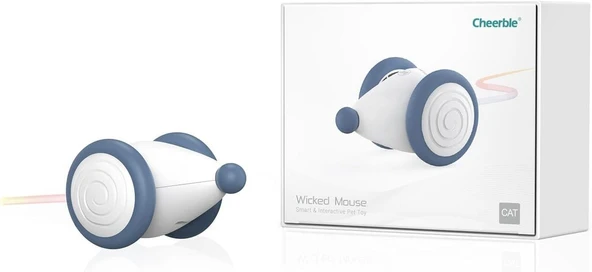 Cheerble Akıllı Kedi Fare Oyuncağı - Şarjlı, Mavi, 6x5x3.6 cm