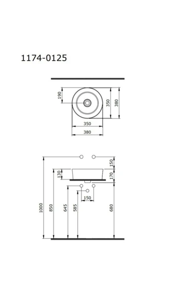 Vessel Yuvarlak Çanak Lavabo 38 cm P. Siyah 1174-005-0125 - 2