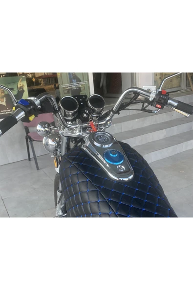 ncotodizayn Arora Jaguar 200 uyumlu Motosiklet Kılıfı Mavi Dikişli Kapitone ürün görseli