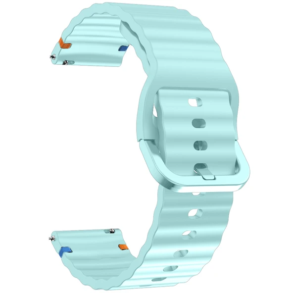 Redmi watch 5 Lite 5 Active İle Uyumlu Dalga Desenli Tokalı Yumusaş Soft Silikon Kordon  Turkuaz - Resim 3