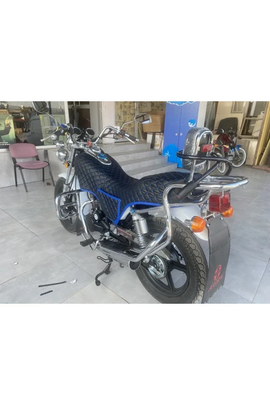 ncotodizayn Arora Jaguar 200 uyumlu Motosiklet Kılıfı Mavi Dikişli Kapitone - Resim 2