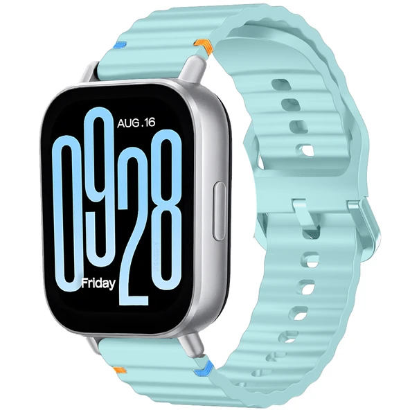 Redmi watch 5 Lite 5 Active İle Uyumlu Dalga Desenli Tokalı Yumusaş Soft Silikon Kordon  Turkuaz ürün görseli