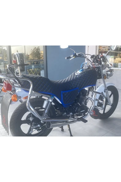 ncotodizayn Arora Jaguar 200 uyumlu Motosiklet Kılıfı Mavi Dikişli Kapitone - Resim 8