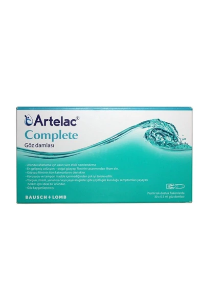 Bausch & Lomb Skt:09/2021 Artelac Complete Tek Dozluk Göz Damlası 30*0,5ml