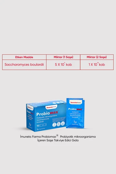 Imuneks Farma Probiomax ® Probiyotik mikroorganizma İçeren Saşe Takviye Edici Gıda 10 Saşe 2x 2 Adet - 3