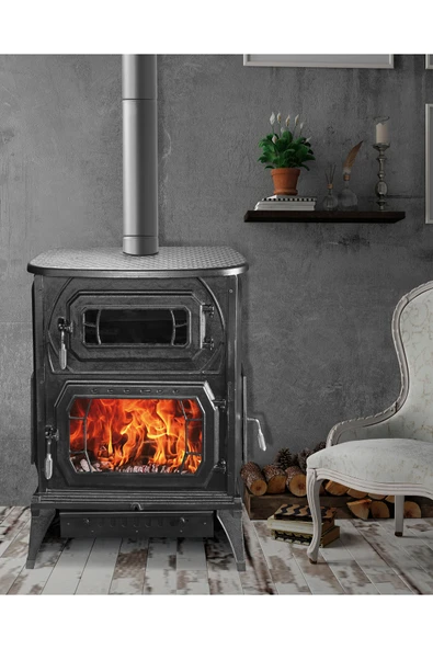 İKİZSOBA Geniş Camlı Pelet Şömine Sobası - 6 kW, Fırınlı, Ayarlanabilir Isı Teknolojisi - Resim 6