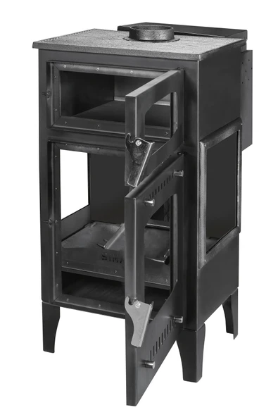 İKİZSOBA Geniş Camlı Odun Ve Pelet Şömine Sobası - 8 Kw, Fırınlı Odunlu Soba, Pelet Soba - Resim 2