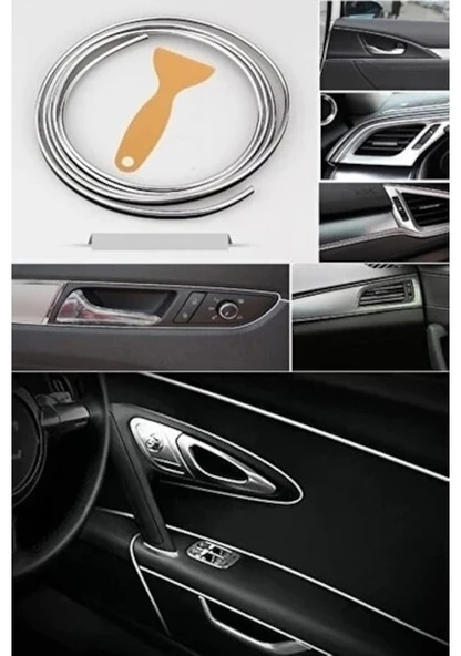 Hyundai İx35 Araç Içi Nikelaj Krom Gümüş Renk 5 Metre Torpido Ip Trim Fitili ürün görseli 1