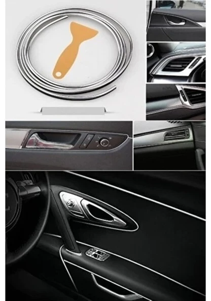 Chevrolet Cruze Araç Içi Nikelaj Krom Gümüş Renk 5 Metre Torpido Ip Trim Fitili ürün görseli 1