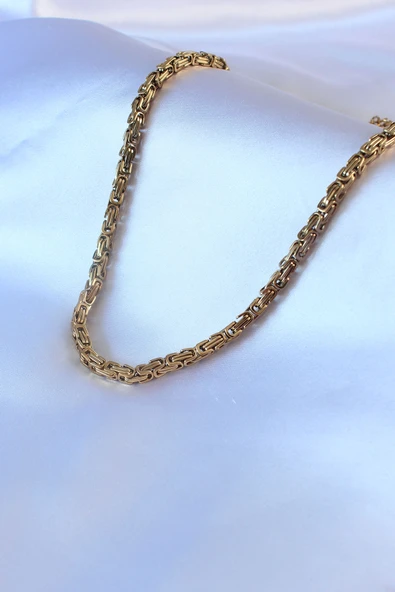 316L Çelik Gold Renk Kral Zincir Model Erkek Kolye - TJ-ERK1323 - 2