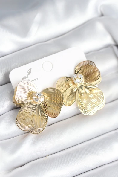 Çiçek Model Gold Renk Pirinç Kadın Küpe - TJ-BKP11293
