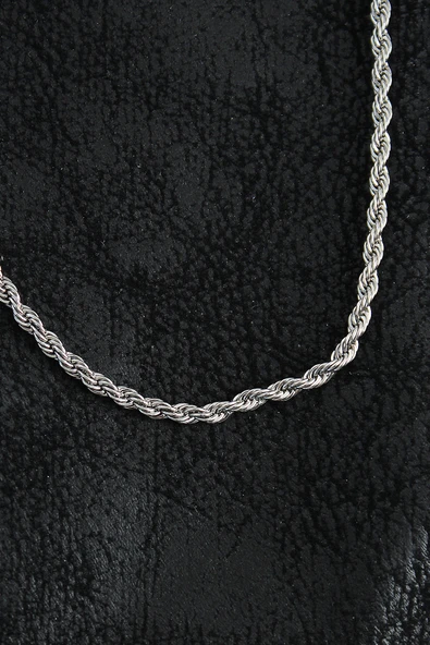 316L Çelik Burgu Zincir Model Gümüş Renk Erkek Kolye - TJ-ERK1401 - 2