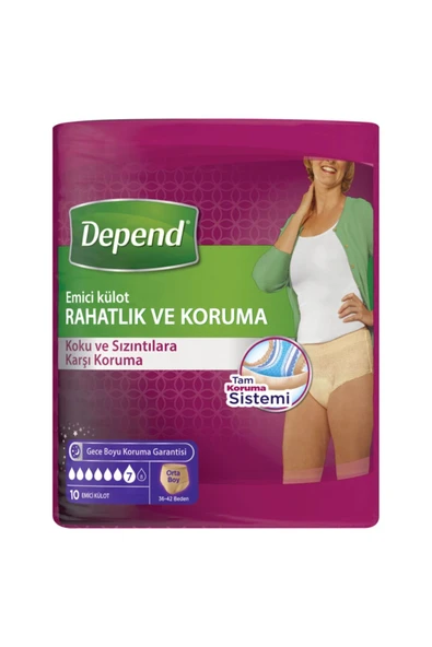 Depend Emici Külot Kadın Orta Boy M 10'lu Hasta Bezi ürün görseli 1